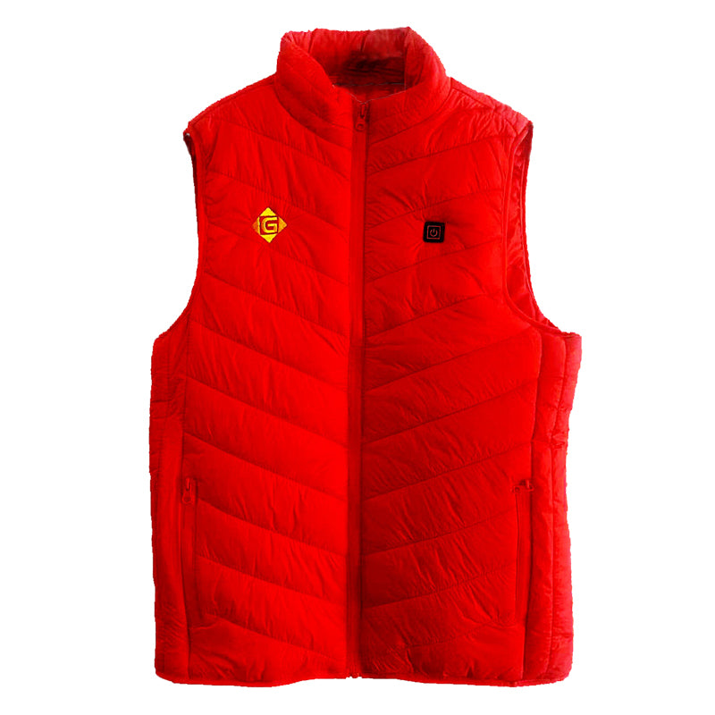 Men's Lightweight Snow Jacket Heated Vest with Battery, Fleece-Lined Heating Sports Jacket (Red)