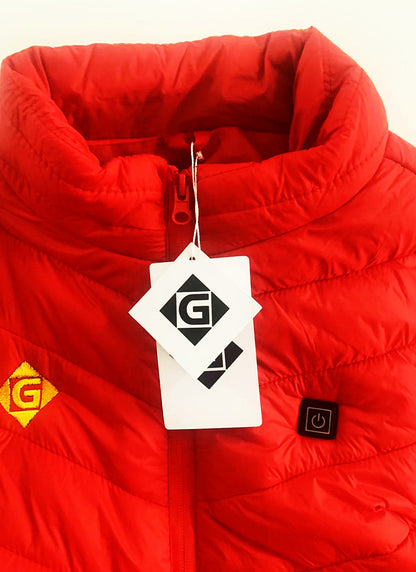 Men's Lightweight Snow Jacket Heated Vest with Battery, Fleece-Lined Heating Sports Jacket (Red)